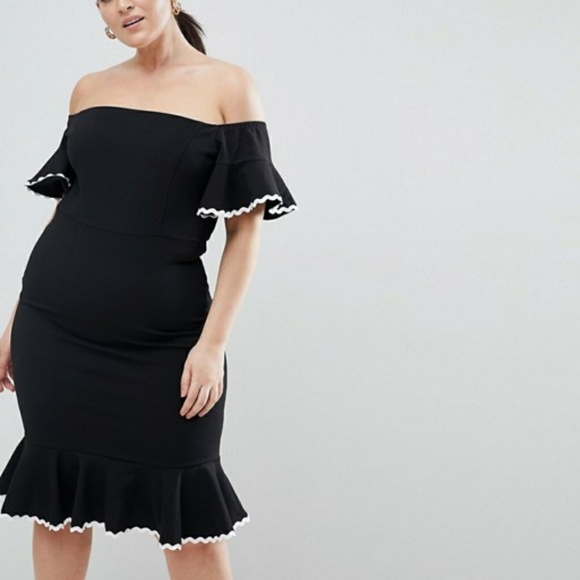 John Zack plus size off shoulder Midi dress - Picture 1 of 6